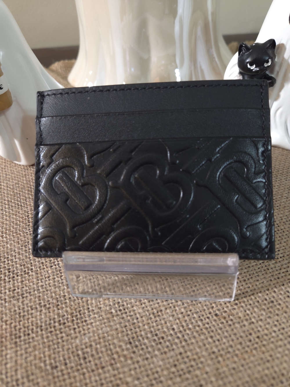 LIKE NEW Burberry Monogram TB Leather Card Case